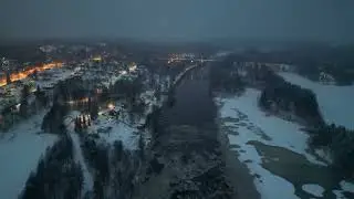 Grey afternoon drone sights near town of Lepp&auml;virta, Eastern Finland 8.12.2022 I