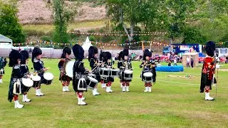 A drum fanfare by Lonach Pipe Band Drum Corps at 2025 Lonach Gathering & Games Beating Retreat