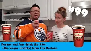 Reymel and Amy drink the 99er, the Wayne Gretzky from Tim Hortons.