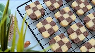 Biskut Dam | Resepi mudah tanpa telur | Eggless Checkerboard Cookies Recipe