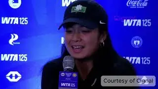 Alex Eala talks after win over Himeno Sakatsume in Manila | Credit: Cignal