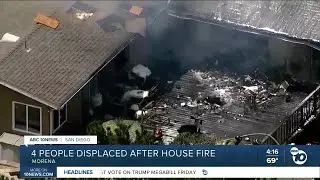 4 people displaced after house fire in Morena