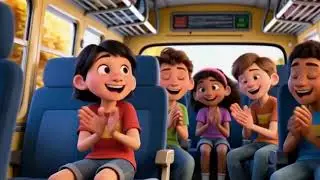 Bus Rhyme for Kids 🚌🎵 | Fun Nursery Rhyme | HappyPaws