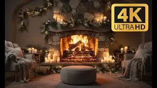 ❄️ Live 12H Winter Fireplace 4K | Crackling Fire, Soft Lights & Calm Ambience (No Music)