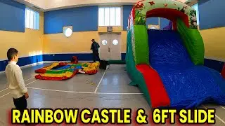 Rainbow Bouncy Castle & 6ft Slide In A Large Hall - Bouncy Castle Videos