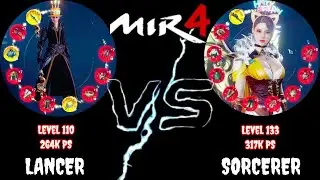 Mir4 PVP: LANCER 264k PS versus SORCERER 317k PS (53k PS GAP)