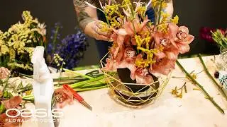 OASIS&reg; BLACK IDEAL Kugel im Metallgitter | IPM Essen 2019 | Floristik & Interior Trends