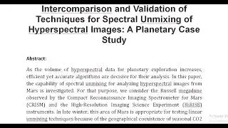 Intercomparison and Validation of Techniques for Spectral Unmixing of Hyperspectral Images A Planeta