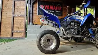 Yamaha YFM 700 Raptor , Stock vs Dominator MX exhaust.