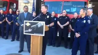#LongBeach Fire Chief Mike DuRee and Councilman Rex Richardson speak about fire/disaster assistance