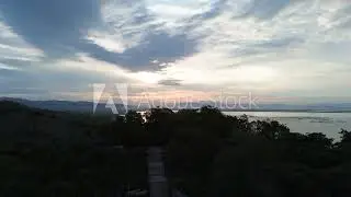 aerial view of Otanaha fortress in Gorontalo-Indonesia. The stone walls of the Otanaha Fortress.