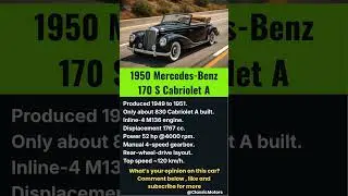 Why the 1950 Mercedes-Benz 170 S Cabriolet A Is Rare #shorts #automobile