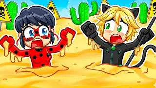 LADYBUG E CAT NOIR CAIRAM NA AREIA MOVEDIÇA!