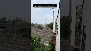 Trains crossing tracks through over bridge at Bally halt ✅ Lower track towards Howrah 🔥