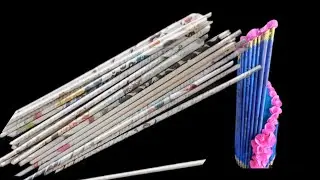 pen holder with newspaper |zero  cost 👌 with  pen and pencil  stand| diy paper  pen  holder