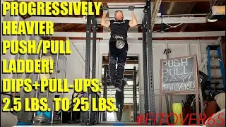 PROGRESSIVELY HEAVIER LOADED LADDER! 2.5-25 LBS! DIPS+PULL-UPS! #fitover60 #fitover65 #PushPull