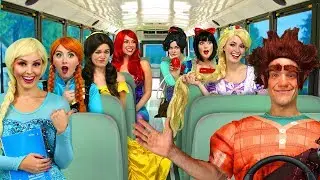 RALPH&rsquo;S DISNEY PRINCESS CARPOOL BUS RIDE. (Vanelope, Ariel, Rapunzel, Belle, Elsa and Anna)