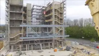 BV Aachen, Forckenbeckstra&szlig;e Stahlbr&uuml;cke Installation Drohnenflug