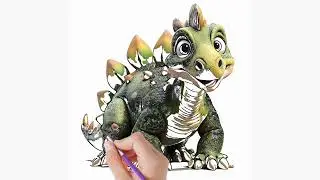 Realistic dinosaur drawing in just minutes! #drawsocute #dinosaurdrawing #shorts #shortvideo