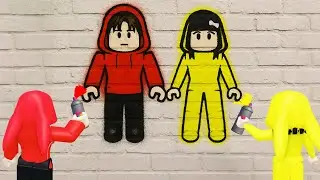 Yuta, Mio Dan Baby Celine Menggambar Di Tembok Pakai Cat Semprot || ROBLOX