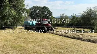 Case IH Maxxum 5140 mit Mengele 530 Ballenpresse am Hang Heuballen pressen