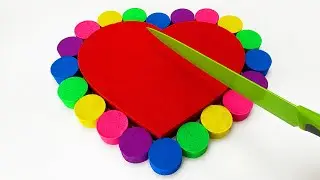 Satisfying Video l Kinetic Sand Rainbow Heart Cake Cutting ASMR #2 | Tik Tik