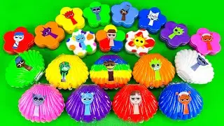 Incredibox Sprunki Slime Surprise! ASMR Clay Unboxing Characters in Rainbow Flowers & Shell