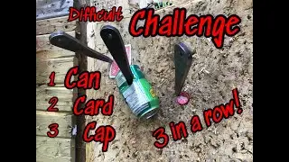 Knife Throwing Challenge | Can Card Cap | 3 in a ROW!!
