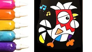 닭 색칠하기 /Chicken Coloring and Drawing / Color Sand Art for Kids,Toddlers - 123 Toy Art
