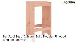 Bar Stool Set of 2 Brown Solid Douglas Fir wood Medium Footrest