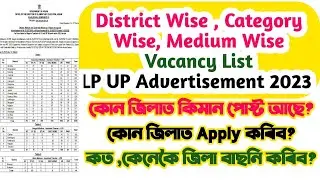 District Wise Vacancy List । LP UP Advertisement 2023 । Assam TET Teacher Recruitment  ।