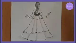 Back frock girl drawing | pencil shading | sanju