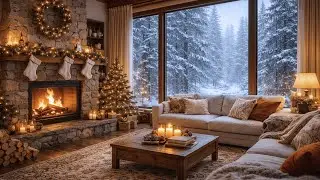 Surreal Winter Cabin Ambience ❄️🔥 4K Cozy Fireplace, Snowy Forest & Dreamlike Calm