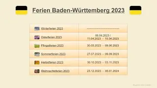 Ferien Baden W&uuml;rttemberg 2023