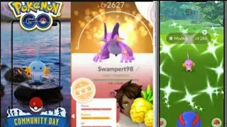 MUDKIP Community day catching shiny mudkip, and getting swampert'3x catch xp