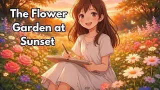 The Flower Garden at Sunset : A Young Girl's Journey into Art, Calm, and Happiness