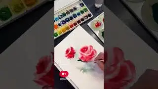 watercolor painting 🖌️🎨#rose #flower #arts #watercolor #paintings #exploreshorts #viralvideos #songs