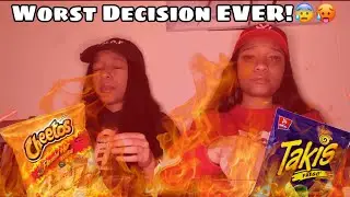 HOTCHEETOS AND TAKIS CHALLENGE🔥🔥 ( horrible idea!!😳)