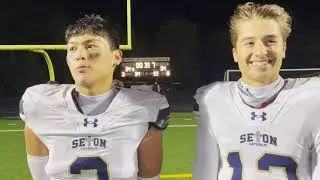 Interview: Seton Catholic's Lance Lee, Kolten Gesser react to Cougars' 49-12 win against Kalama