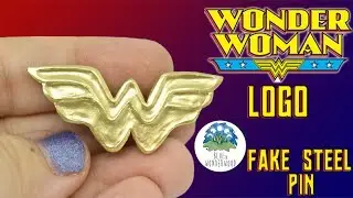 WONDER WOMAN LOGO - Fake Steel Pin/Brooch - Polymer Clay Tutorial - Blue in Wonderwood