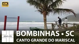 Bombinhas【4K 60fps】Canto Grande - Costão direito de Mariscal | Mar grande de inverno | walking