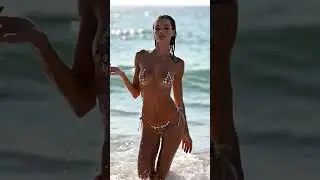 Bikini Girl Rising from Ocean Waves 🌊 Slow Mo Magic #beach #bikini #beachywaves #beachmode