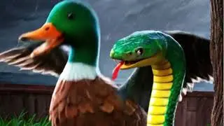 🦆🌧️ Brave Duck Saves His Children | Rainy Day Adventure & Snake Attack Story 🐍