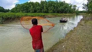 Unique Net Fishing in Small river | Traditional Village Fish Catching By Net | Village Folksy