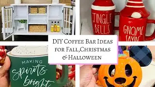 DIY COFFEE BAR IDEAS FOR FALL, HALLOWEEN & CHRISTMAS 2021 WITH RAE DUNN FINDS, MUGS, DECOR STYLING