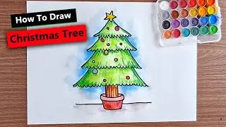how to draw christmas tree | christmas tree | easy christmas tree drawing | step by step drawing