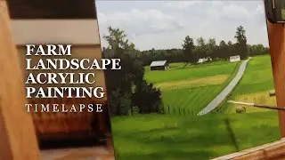 How To Paint a Landscape in Acrylic - Farm Landscape Painting