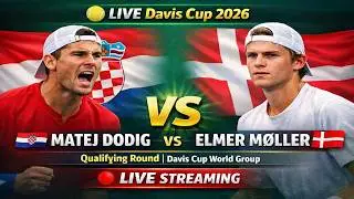 Matej Dodig vs Elmer Moller 🎾LIVE TENNIS DAVIS CUP 2026 | Qualifying Round