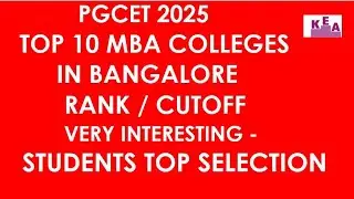 Karnataka PGCET 2025 Top 10 MBA Colleges with least Cutoff Rank