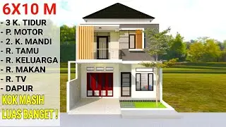 Desain Rumah 6X10 M, 2 Lantai Dengan 3 Kamar Tidur